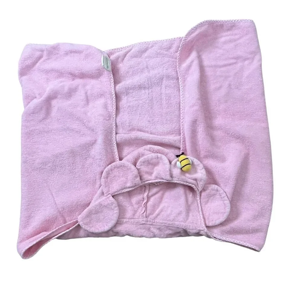 Pottery Barn Kids 3 Toddler Pink Butterfly Towels Hooded Wrap Bath Pool Beach